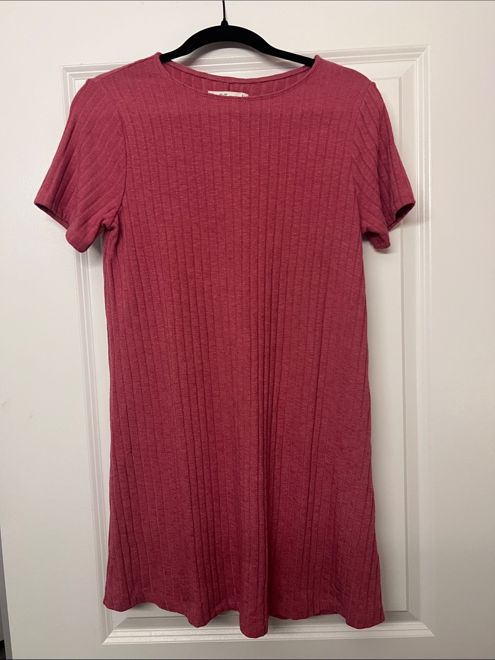 Abercrombie & Fitch Ribbed Short Sleeve Mini Dress - Rose